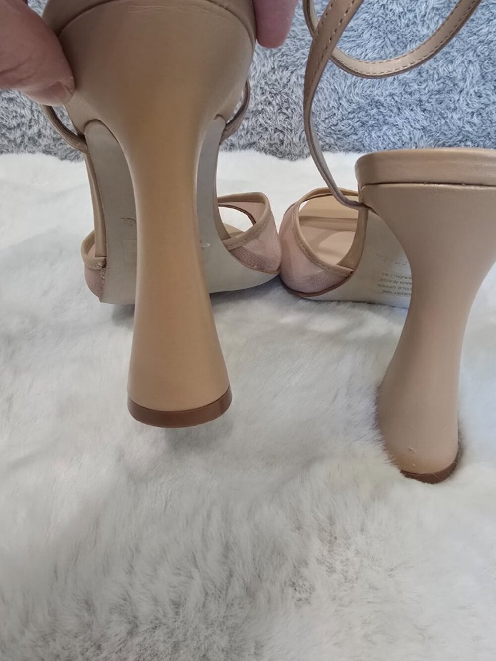 Steve Madden Beki Heeled Sandals Beige Mesh Classic Neutral Women's Size 10 NEW - Picture 6 of 10